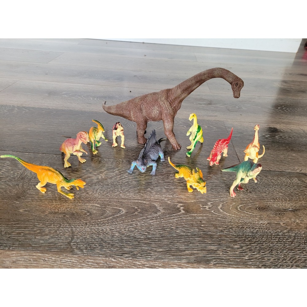 Dinosaur Toy Figures Set, 10 Pieces, Assorted Types and Colors, Kids